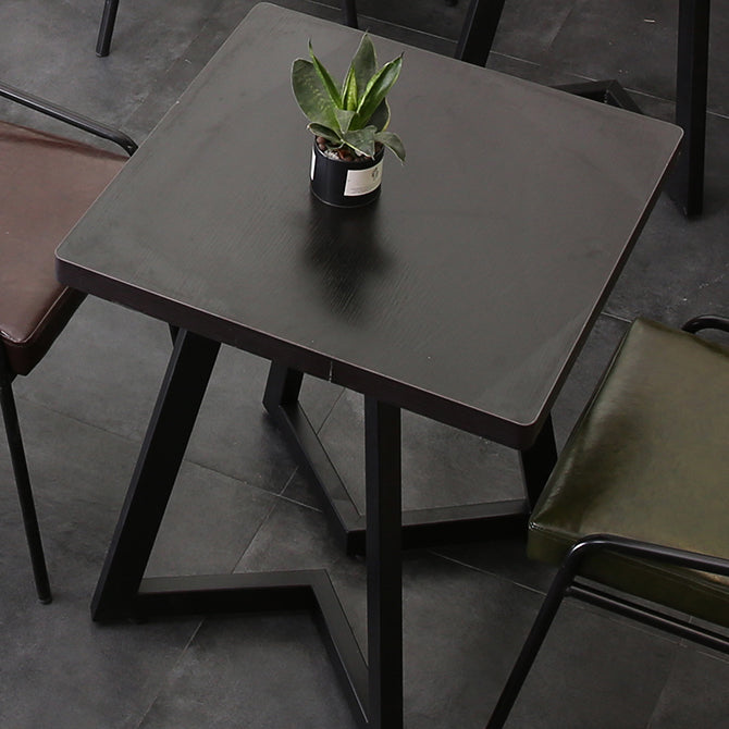 Industrial Dining Table Double Metal Pedestal Table with Black Tabletop for Dining Room