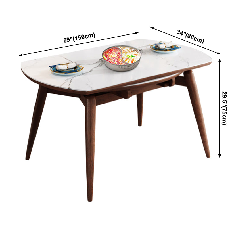 Table à manger ronde extensible table de pierre fritrée réglable moderne avec en bois 4 jambes