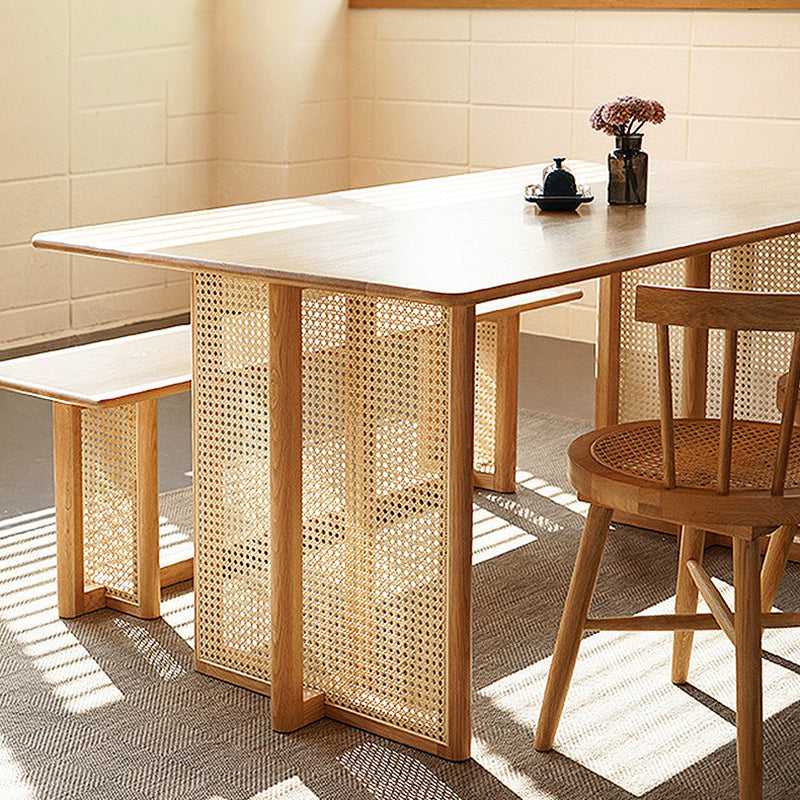 Eigentijdse kaki rechthoekige eettafel massief houten standaard eettafel voor keuken
