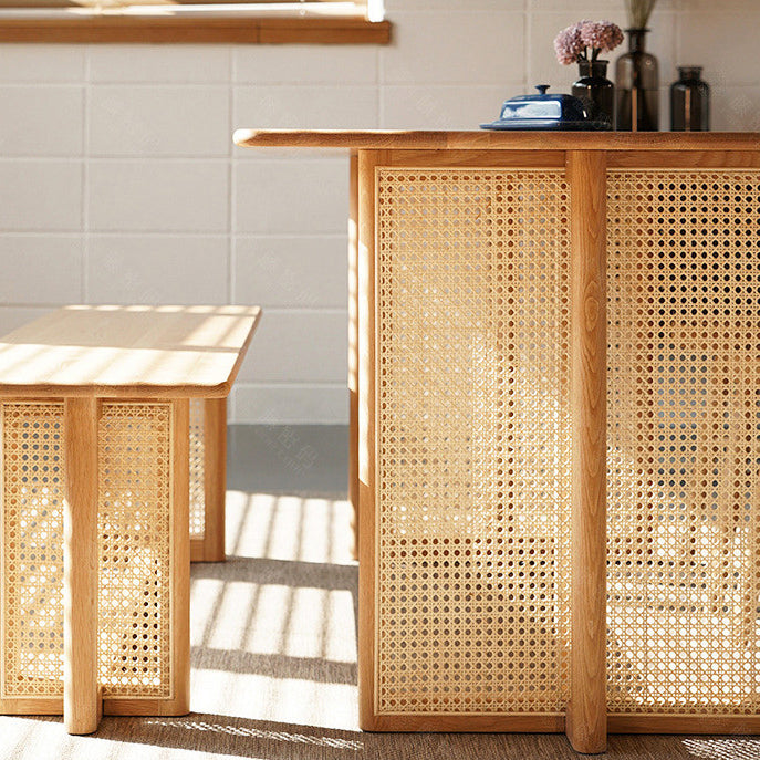 Eigentijdse kaki rechthoekige eettafel massief houten standaard eettafel voor keuken