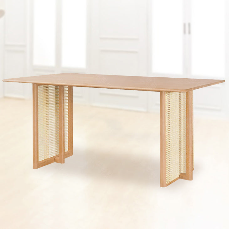 Eigentijdse kaki rechthoekige eettafel massief houten standaard eettafel voor keuken
