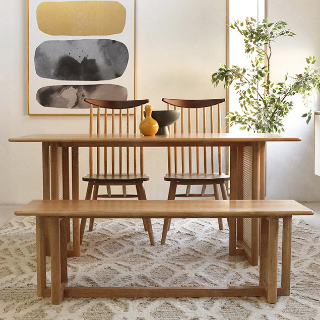 Eigentijdse kaki rechthoekige eettafel massief houten standaard eettafel voor keuken