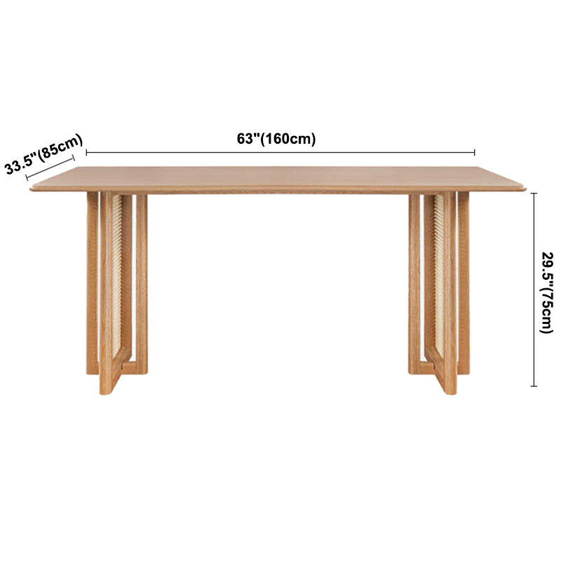 Eigentijdse kaki rechthoekige eettafel massief houten standaard eettafel voor keuken