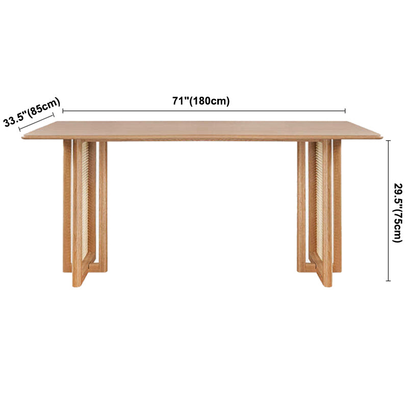 Eigentijdse kaki rechthoekige eettafel massief houten standaard eettafel voor keuken