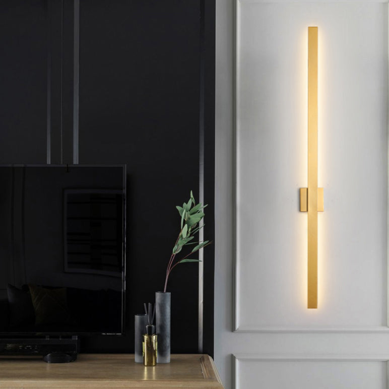 Lineare Schattenwandbeleuchtung moderner einfacher Stil 1 Licht Leuchten Licht in Schwarz und Gold