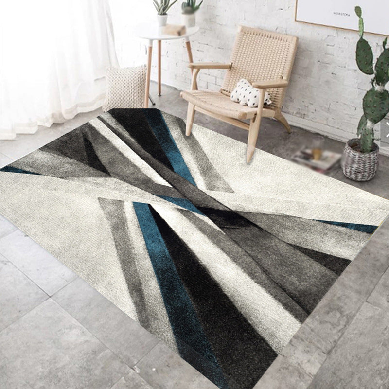 Grey Simple Rug Polyester Graphic Rug Non-Slip Backing Rug for Living Room