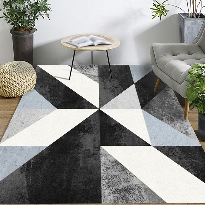 Grey Simple Rug Polyester Graphic Rug Non-Slip Backing Rug for Living Room