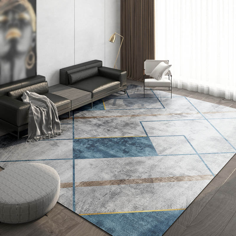 Grey Modern Rug Polyester Graphic Indoor Rug Stain Resistant Rug for Living Room