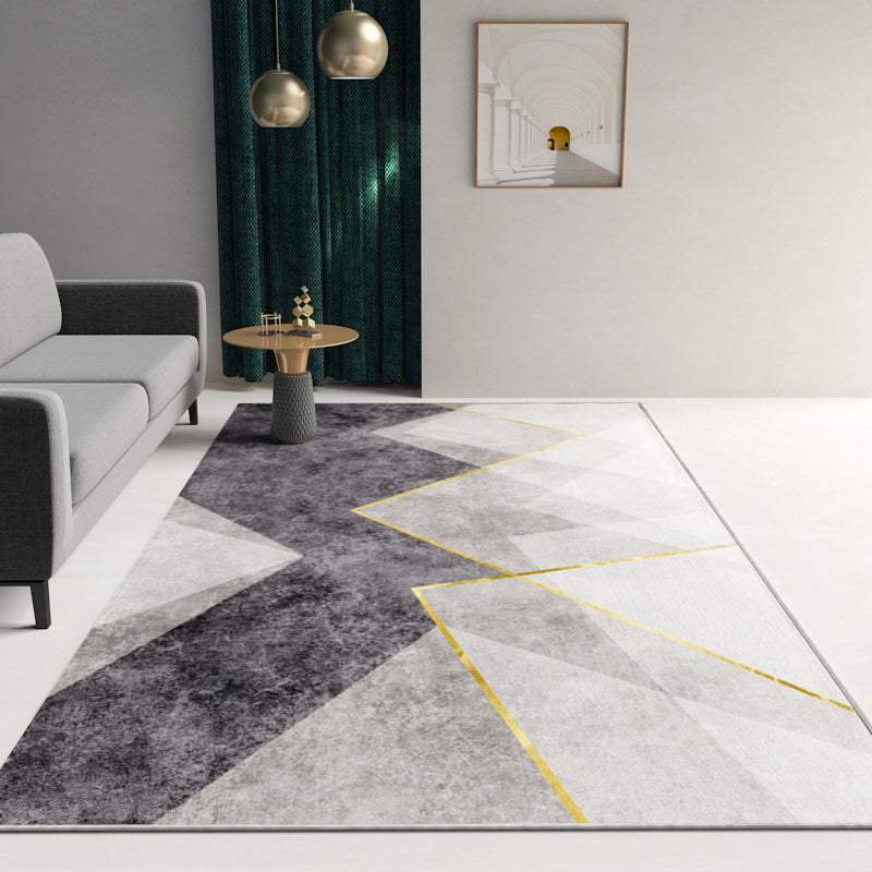 Light Grey Modern Rug Polyester Graphic Indoor Rug Non-Slip Backing Rug for Darwing Room