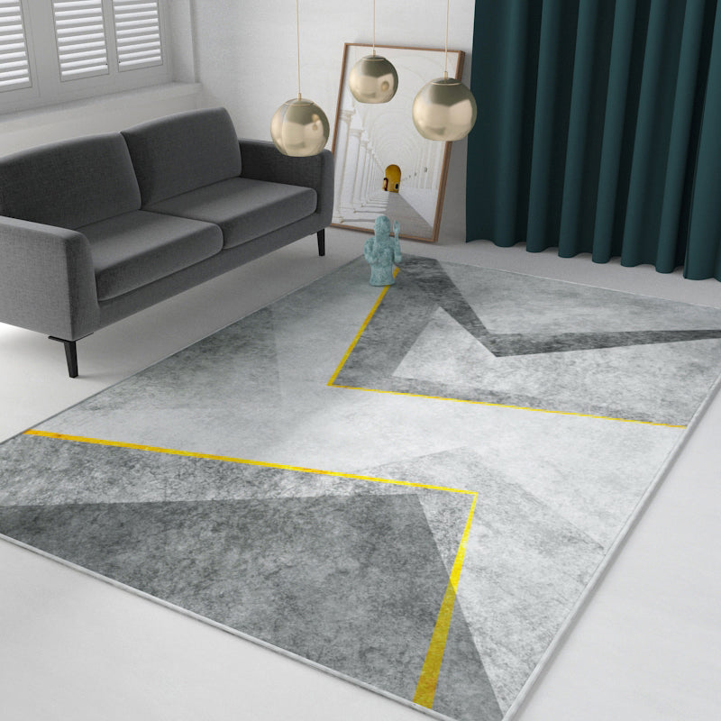 Light Grey Modern Rug Polyester Graphic Indoor Rug Non-Slip Backing Rug for Darwing Room