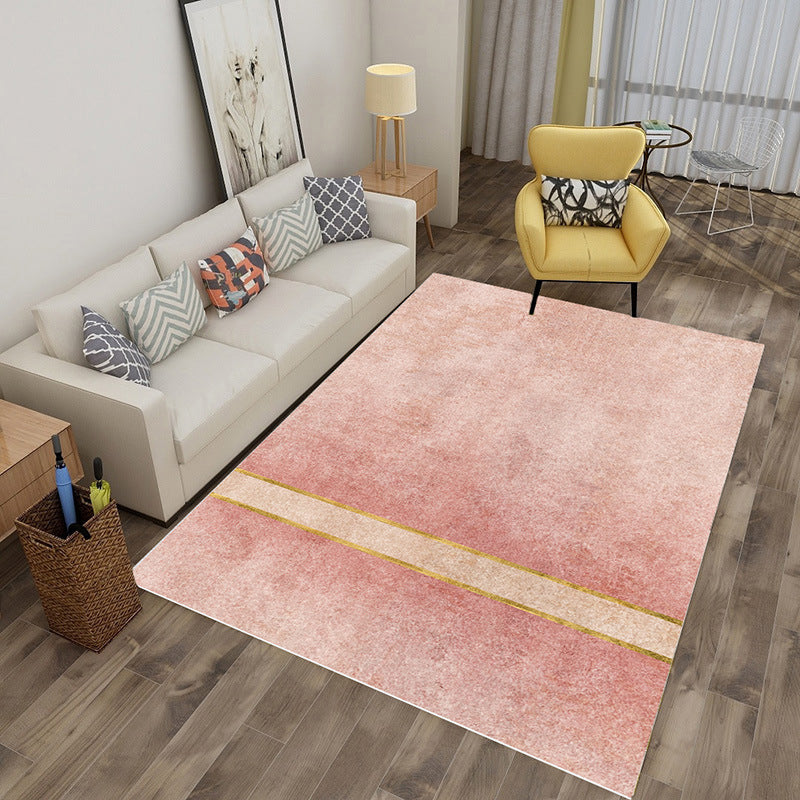 Orange Modern Rug Polyester Striped Area Rug Non-Slip Backing Rug for Home Decoration