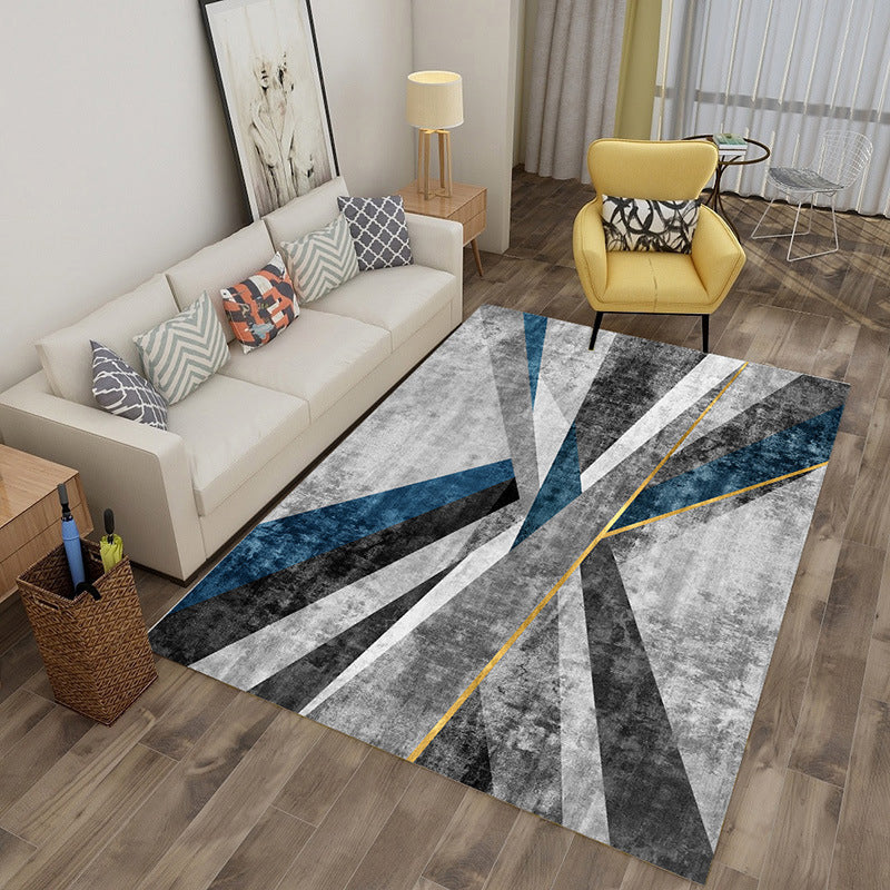 Grey Simple Rug Polyester Graphic Rug Stain Resistant Area Rug for Home Decor