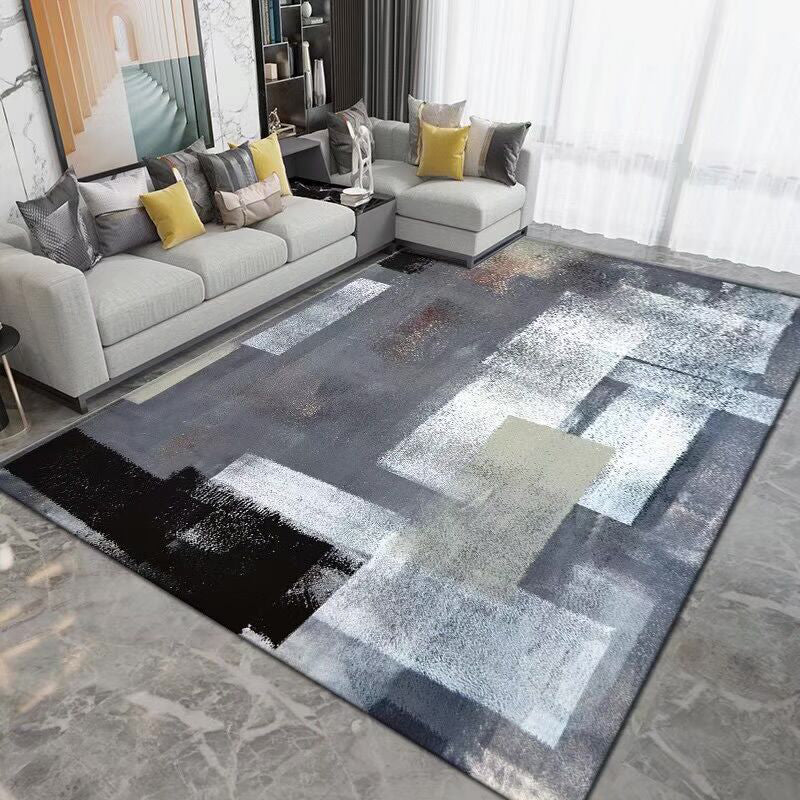 Contemporary Carpet Abstract Pattern Polyester Rug Living Room Area Carpet with Non-Slip Backing