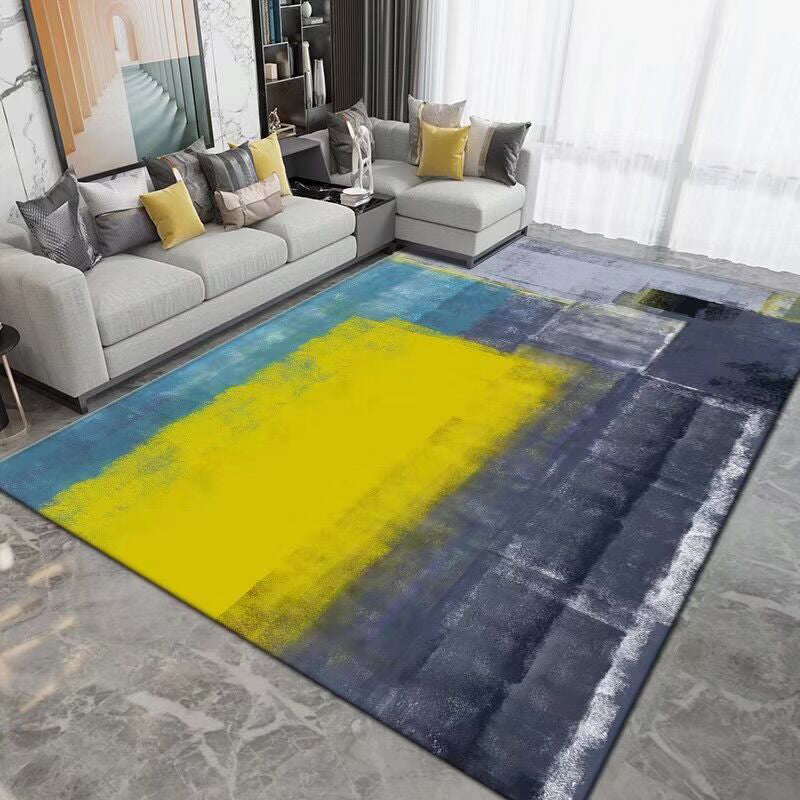 Contemporary Washable Carpet Abstract Pattern Rug Polyester Stain Resistant Carpet for Living Room