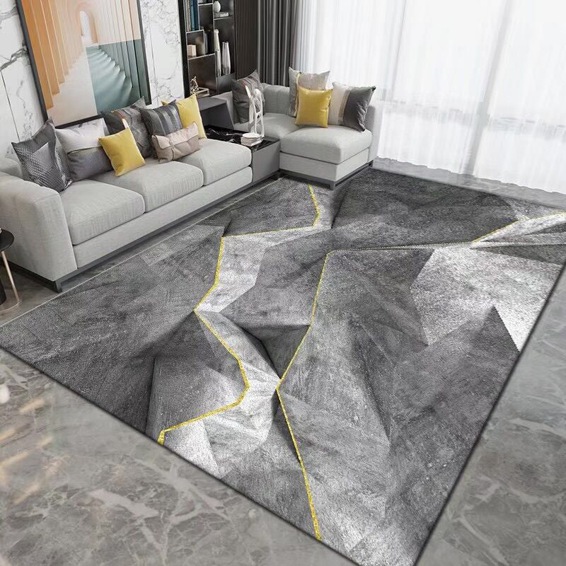 Contemporary Washable Carpet Abstract Pattern Rug Polyester Stain Resistant Carpet for Living Room