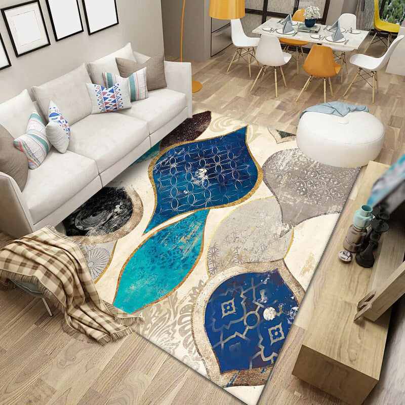 Simplicity Abstract Art Rug Polyester Carpet Stain Resistant Indoor Carpet for Home Decoration