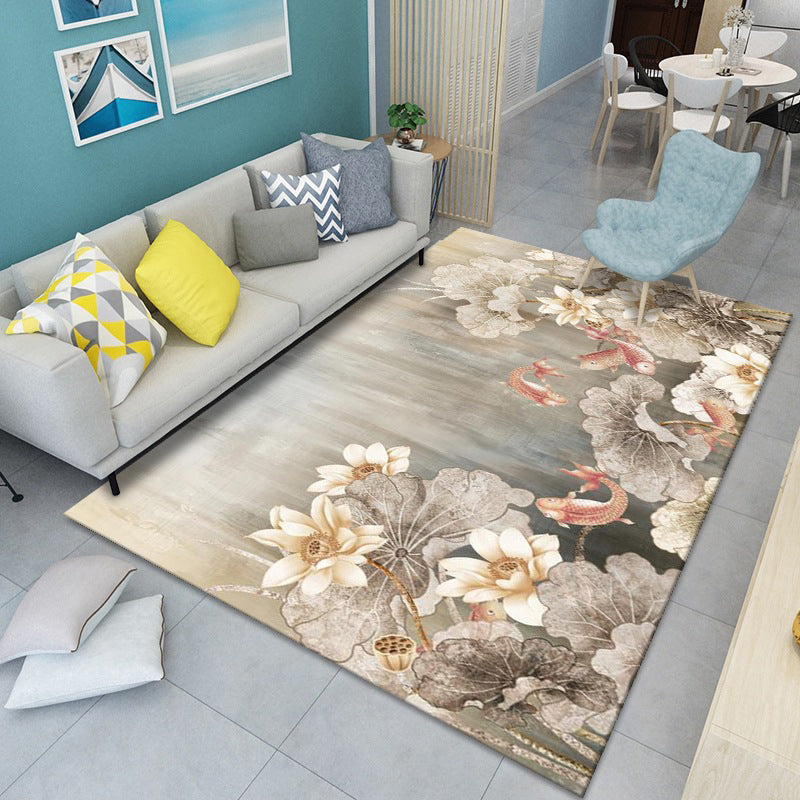 Tapis à imprimé tourbillon moderne tapis en polyester tapis d'intérieur résistant aux taches pour le salon