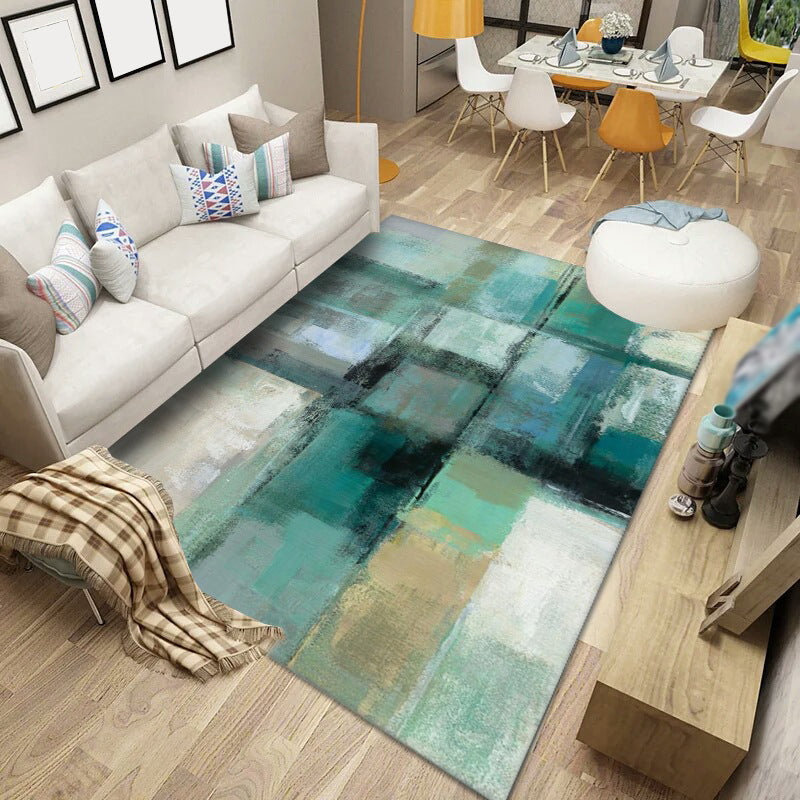 Modern Flowing Swirls Print Rug Polyester Carpet Stain Resistant Indoor Carpet for Living Room