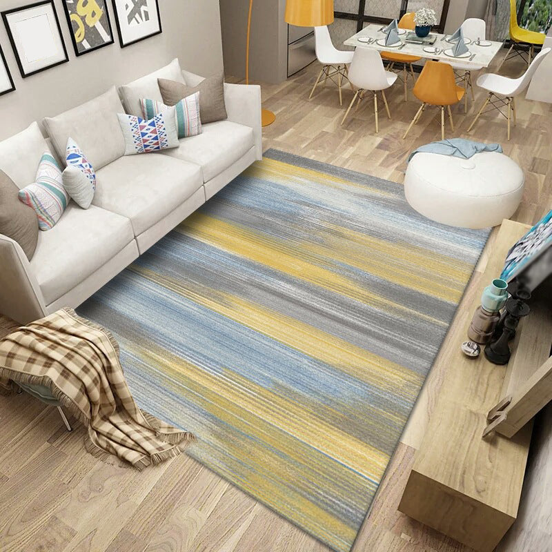 Modern Flowing Swirls Print Rug Polyester Carpet Stain Resistant Indoor Carpet for Living Room