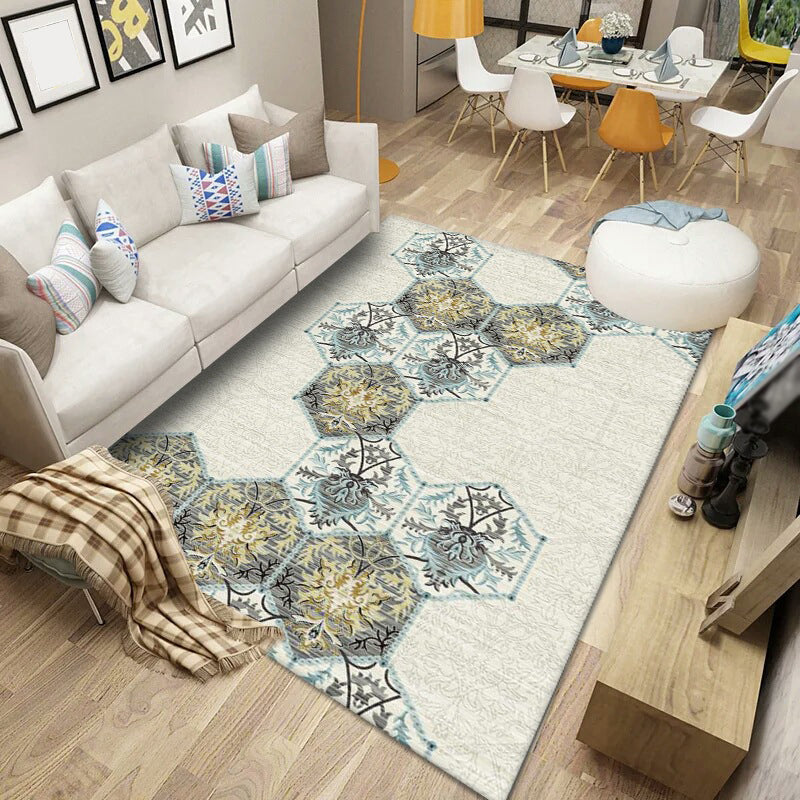 Tapis à imprimé à onde fluide éclectique tapis d'intérieur résistant à la tache résistante pour le salon