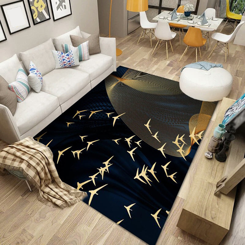 Eclectic Flowing Wave Print Rug Polyester Carpet Stain Resistant Indoor Carpet for Living Room