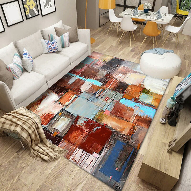 Eclectic Flowing Wave Print Rug Polyester Carpet Stain Resistant Indoor Carpet for Living Room
