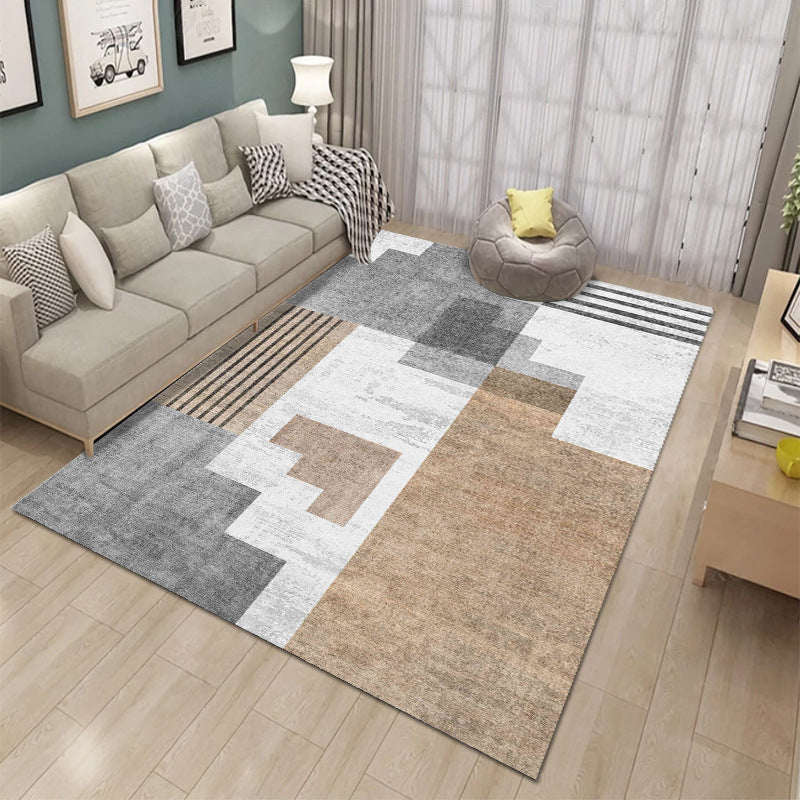 Modern Polyester Carpet Leisure Geometric Area Rug Washable Carpet with Non-Slip Backing
