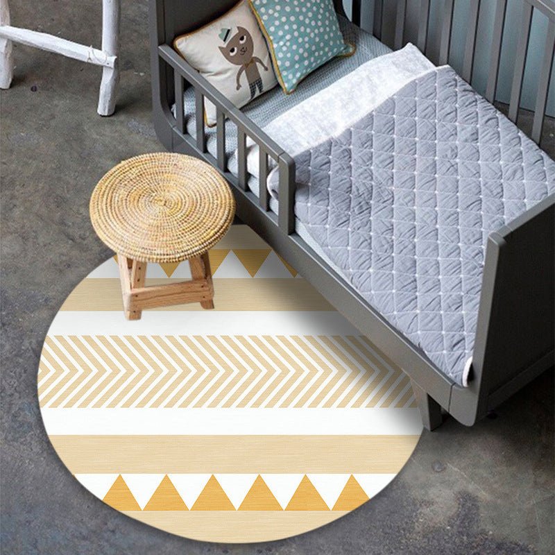 Modern Round Indoor Rug Geometric Washable Area Rug Polyester Non-Slip Carpet for Living Room