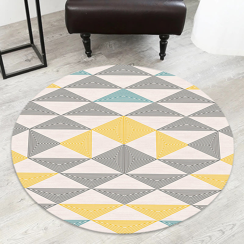 Tapis rond moderne tapis géométrique de tapis lavable de tapis en polyester non glissant pour le salon