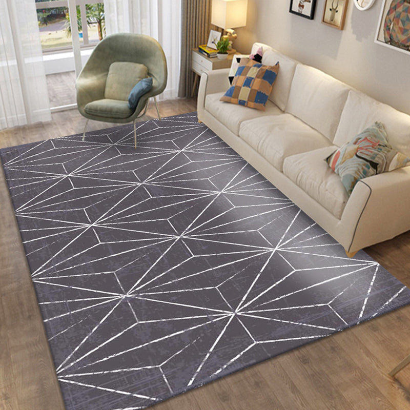 Brown Modern Indoor Rug Polyester Geometric Rug Non-Slip Backing Rug for Home Decoration