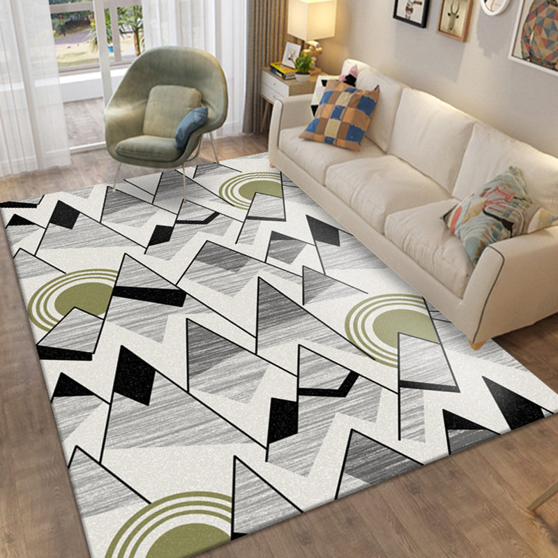 Brown Modern Indoor Rug Polyester Geometric Rug Non-Slip Backing Rug for Home Decoration