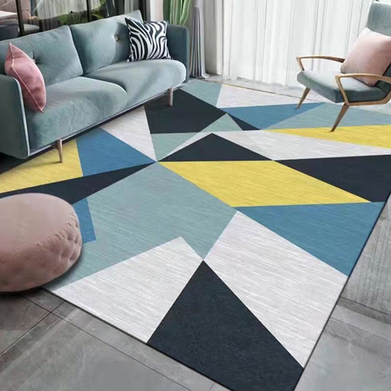 Gold Modern Rug Polyester Geometry Rug Washable Indoor Rug for Living Room
