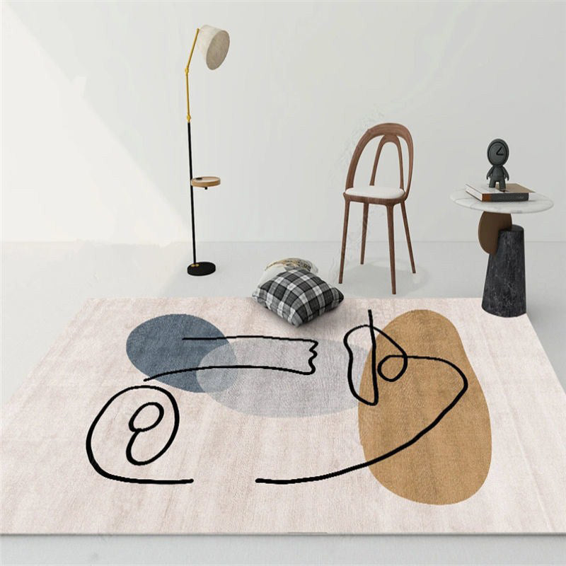 Brown Modern Carpet Polyester Color Block Carpet Washable Carpet for Living Room