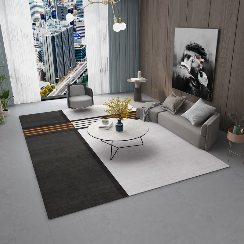 Orange Modern Area Carpet Geometric Pattern Polyester Area Rug Stain Resistant Rug for Home Decor