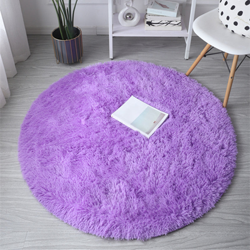 Round Solid Carpet Polyester Modern Indoor Rug Non-Slip Backing Shag Area Carpet for Living Room