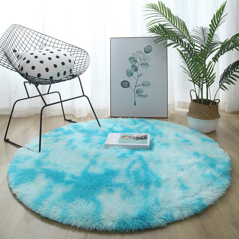 Round Solid Carpet Polyester Modern Indoor Rug Non-Slip Backing Shag Area Carpet for Living Room