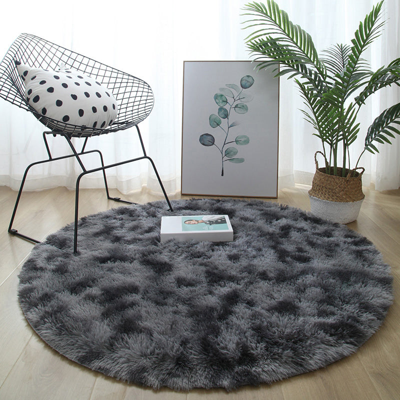 Round Solid Carpet Polyester Modern Indoor Rug Non-Slip Backing Shag Area Carpet for Living Room