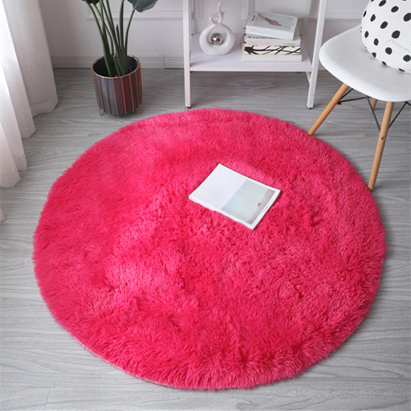Round Solid Carpet Polyester Modern Indoor Rug Non-Slip Backing Shag Area Carpet for Living Room