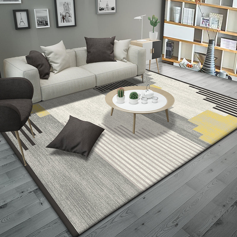 Fancy Geometric Pattern Area Rug Modern Greay Area Rug Polyester Stain Resistant Rug for Home Decor