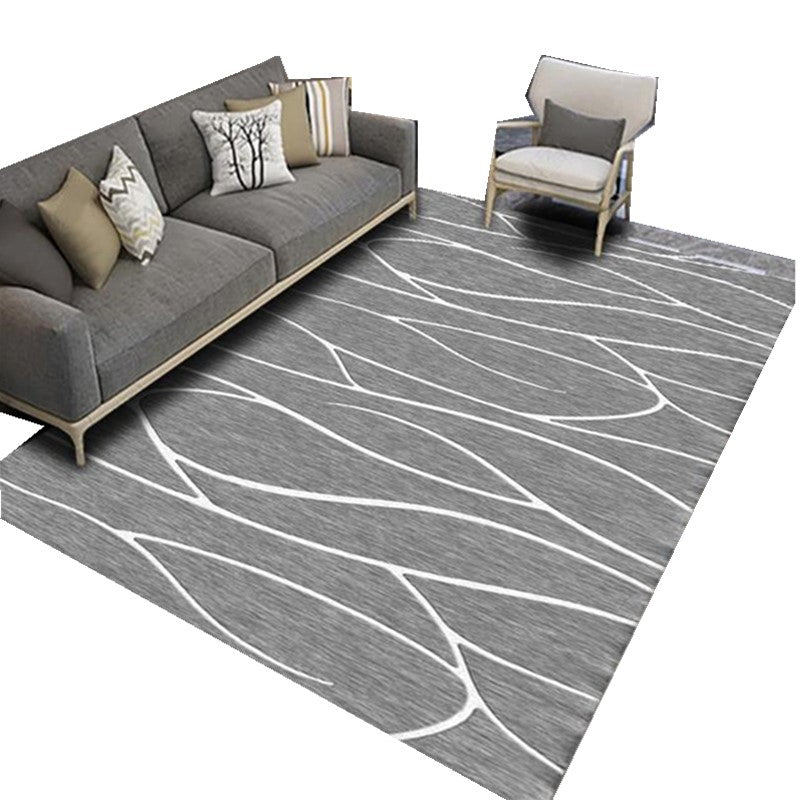 White Modern Rug Blending Graphic Indoor Rug Non-Slip Backing Rug for Living Room