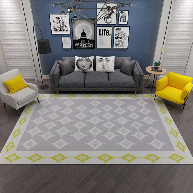 Dark Navy Modern Rug Polyester Line Indoor Rug Washable Rug for Living Room