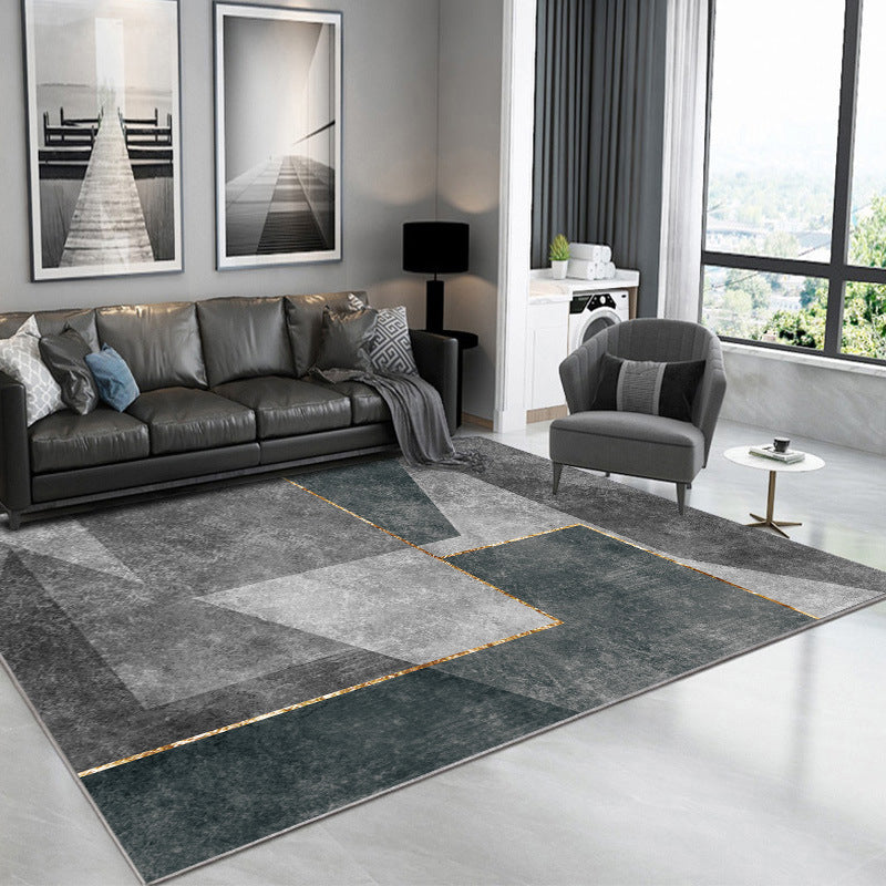 Gold Semicircle Rug Polyester Modern Rug Non-Slip Backing Rug for Living Room