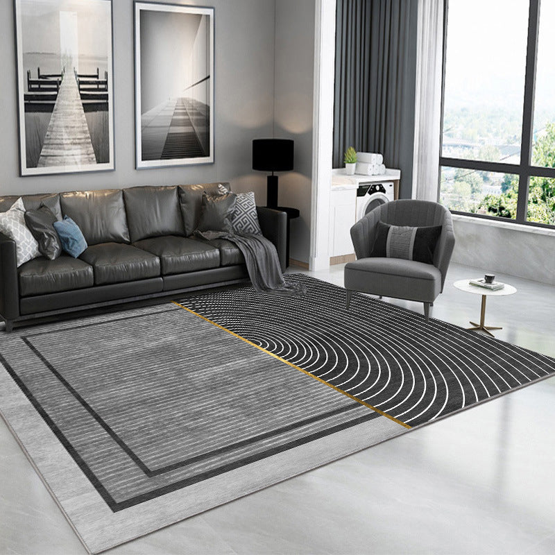 Gold Semicircle Rug Polyester Modern Rug Non-Slip Backing Rug for Living Room