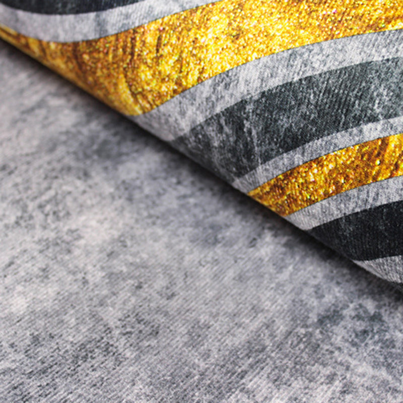 Gold Semicircle Rug Polyester Modern Rug Non-Slip Backing Rug for Living Room