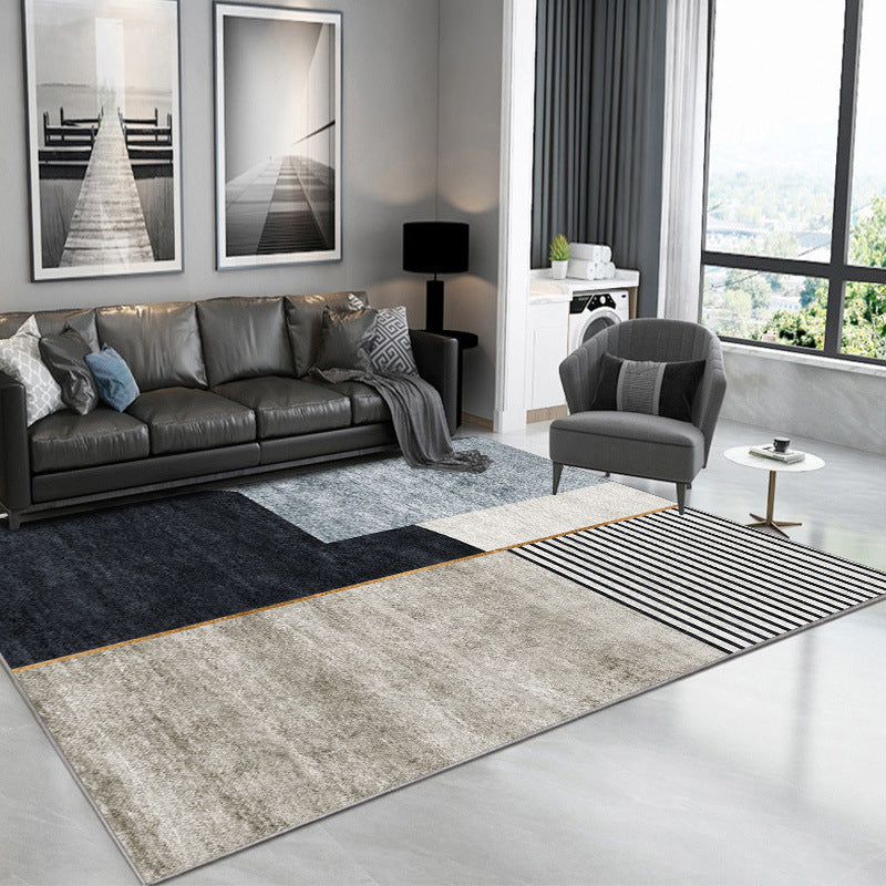 Gold Semicircle Rug Polyester Modern Rug Non-Slip Backing Rug for Living Room