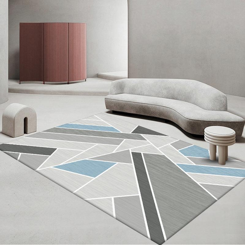 Geometric Area Rug Modern Patchwork Area Rug Polyester Anti-Slip Carpet for Living Room