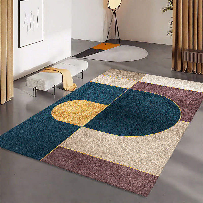 Geometric Area Rug Modern Patchwork Area Rug Polyester Anti-Slip Carpet for Living Room