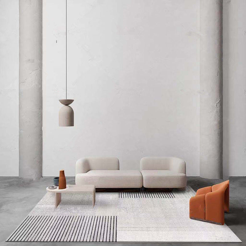 Light Grey Carpet Polyester Line Carpet Stain Resistant Carpet for Home Decor