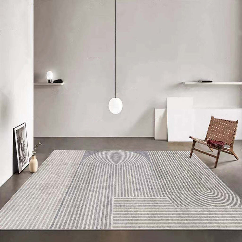 Light Grey Carpet Polyester Line Carpet Stain Resistant Carpet for Home Decor