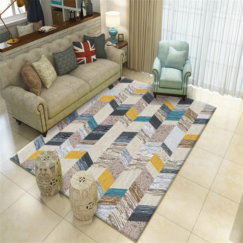 Modern Geometric Indoor Rug Leisure Patchwork Area Rug Polyester Carpet for Living Room